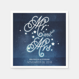 Stars Navy Enchanted Mr och Mrs Bröllop Pappersservett