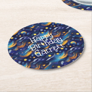 Stars Night Himmel Birthday Underlägg Papper Rund