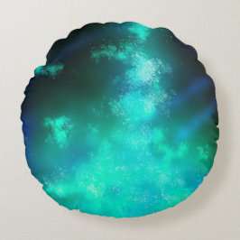 Stars Night Himmel Midnight Emerald Grönt Milky Wa Rund Kudde