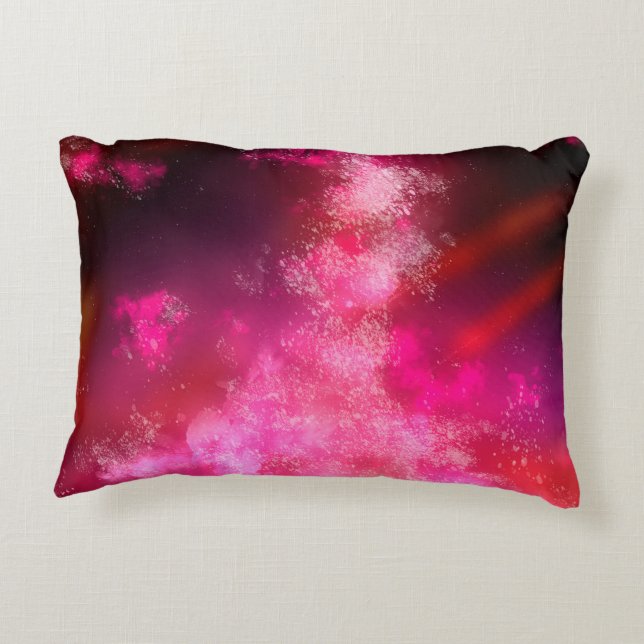 Stars Night Himmel Midnight Rosa Milky Way Prydnadskudde (Baksidan)