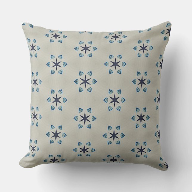 Stars och Blue Hearts Beige Dekorativ kudde (Framsida)