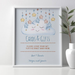 Stars och Cloud Boy Baby Shower Gift Bord-tecken Poster