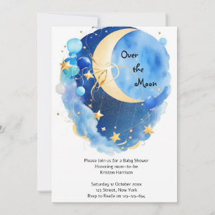 Stars och Måne Baby Shower Inbjudningar
