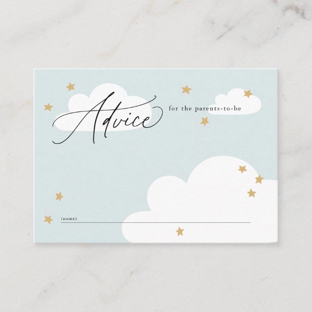 Stars och moln Blue Baby Shower Advice Tilläggskort (Framsida)