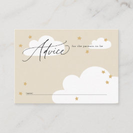 Stars och moln Neutralt Beige Baby Shower Advice Tilläggskort