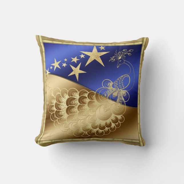 Stars och Peacock Dekorativ kudde (Framsida)