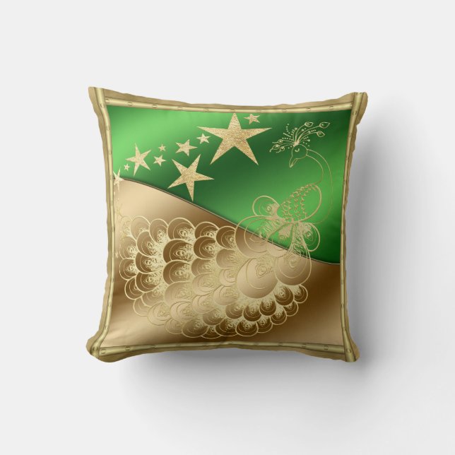 Stars och Peacock Dekorativ kudde (Framsida)