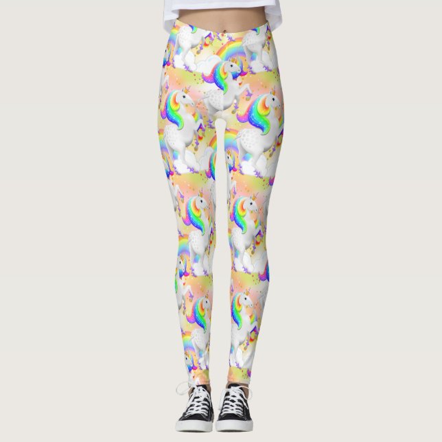 Stars och Rainbow Unicorn Princess of the Forest Leggings (Framsida)