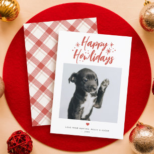 Stars och skript Lycklig Howlidays Pet Photo jul Julkort