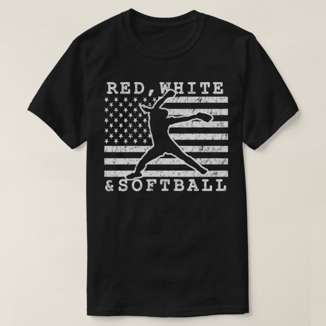 Stars och Strejkor för Fastpitch Softball Ameri T Shirt (Design framsida)