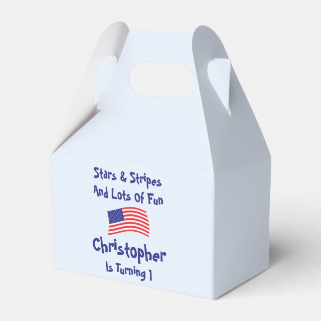 Stars och stripes 1:a födelsedag presentaskar (Framsidan Sidan)