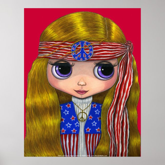 Stars och stripes 4:e juli Poster Hippie (Framsidan)