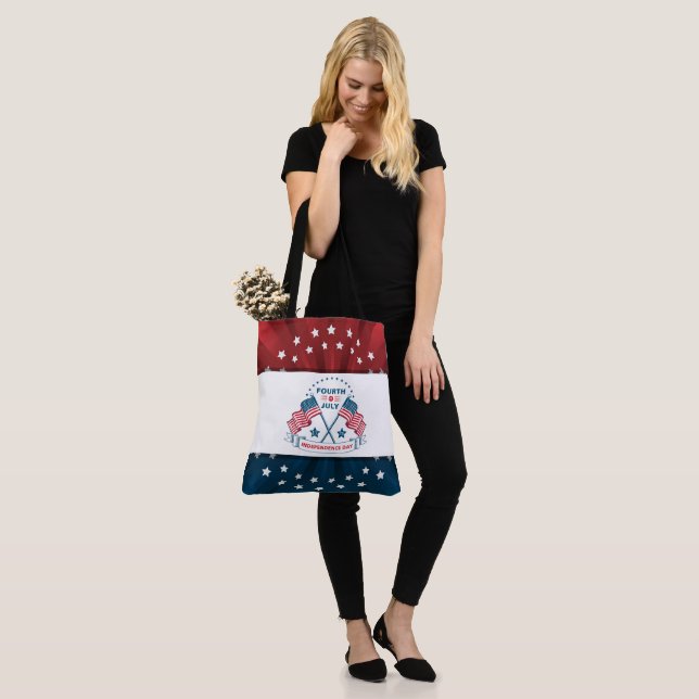 Stars och stripes 4:e juli Tote Bag Tygkasse (På modell)