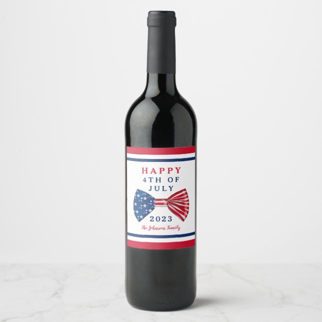 Stars och stripes 4 juli vinflaska etikett (Framsida)