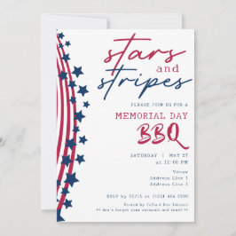 Stars och stripes American Flagga Memorial Day BBQ Inbjudningar