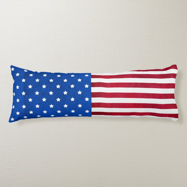 Stars och stripes-Amerikanska Flagga Kroppskudde (Framsidan)