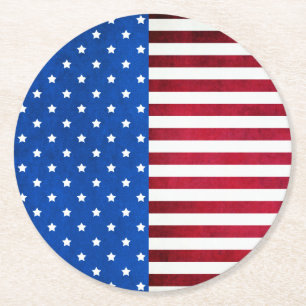 Stars och stripes-Amerikanska Flagga Underlägg Papper Rund