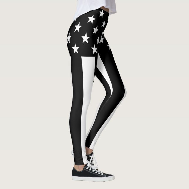 Stars och stripes Black and White Decor Leggings (Höger)