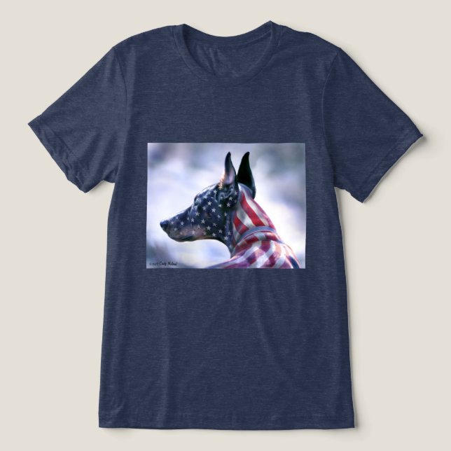 Stars och stripes Doberman Pinscher T Shirt (Design Framsida)