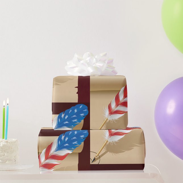 Stars och stripes Feather Presentpapper (Skapare uppladdad)