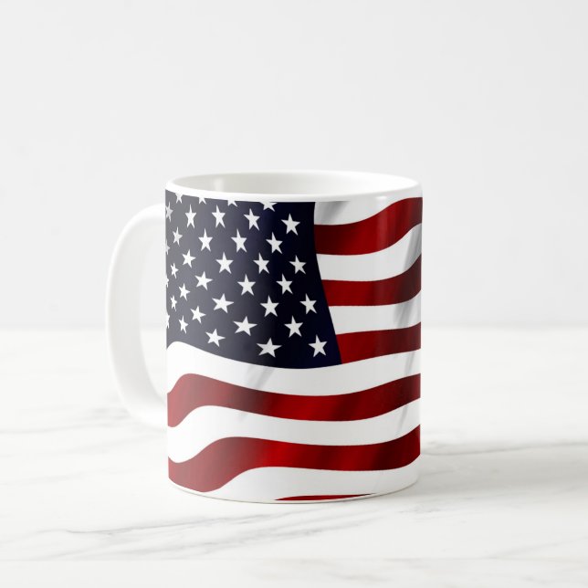 STARS OCH STRIPES FLAGGA COFFEE MUGG (Framsida vänster)