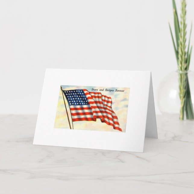 Stars och stripes för juli 4:e Flagga Kort (Framsida)