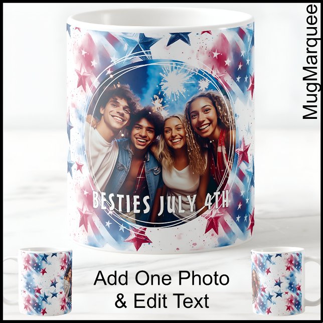 Stars och stripes Foto och text C555 Besties Kaffemugg (Skapare uppladdad)