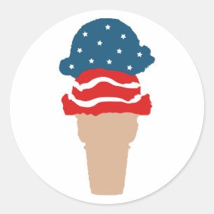 Stars och stripes Ice Cream Cone Runt Klistermärke