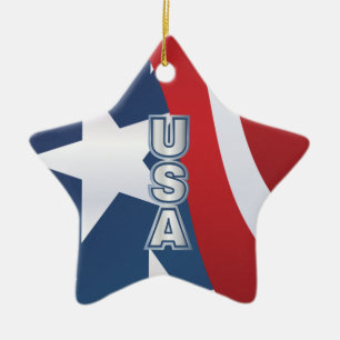 Stars och stripes julgransprydnad keramik
