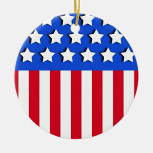 Stars och stripes julgransprydnad keramik