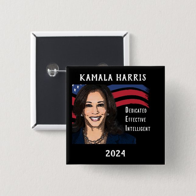 Stars och stripes Kamala Harris till president 202 Knapp (Framsida & baksida)