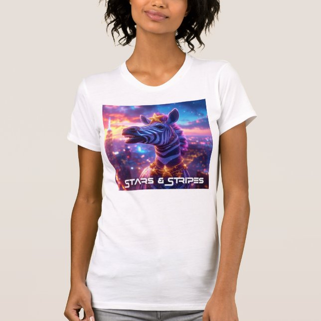 Stars och stripes med Zebra Zanzibar - T Shirt (Framsida)