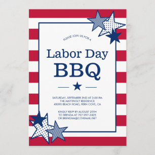 Stars och stripes Modern Patriotic BBQ Inbjudningar