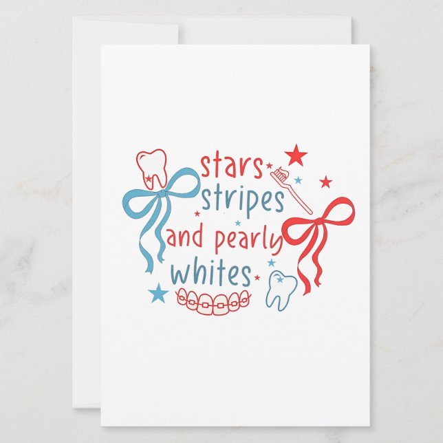 Stars och stripes och Parly Whites 4 juli Inbjudningar (Framsida)