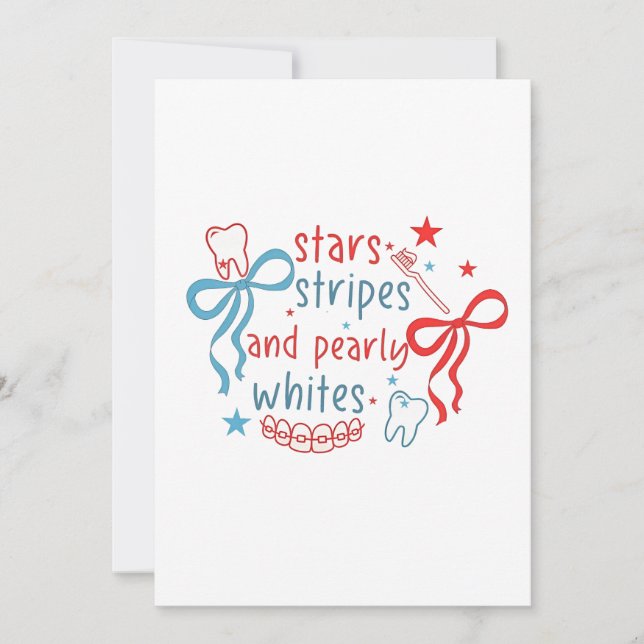 Stars och stripes och Parly Whites 4 juli Inbjudningar (Framsida)