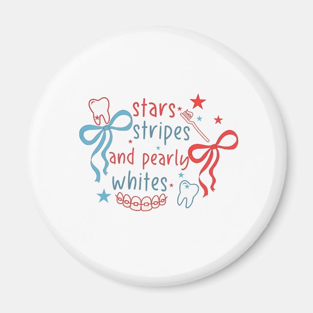Stars och stripes och Parly Whites 4 juli Magnet (Framsidan)
