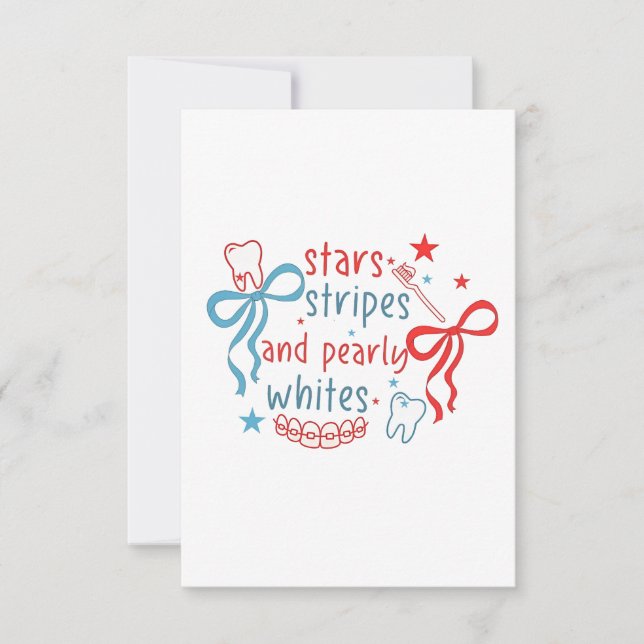 Stars och stripes och Parly Whites 4 juli Tack Kort (Framsida)