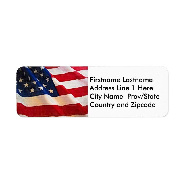 Stars och stripes Old glory Amerikanska Flagga Returadress Etikett (Framsidan)