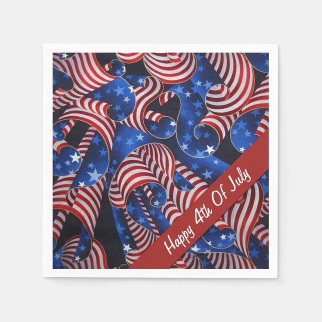 Stars och stripes Patriotic Curls Napkins Pappersservett (Framsidan)