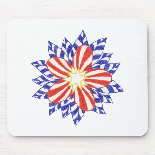 Stars och stripes Patriotic Flower Mousepads Musmatta (Framsidan)
