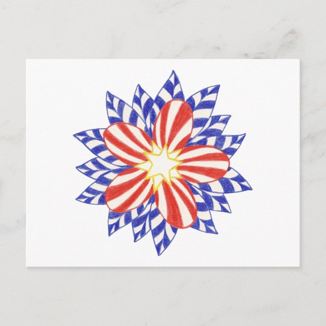 stars och stripes Patriotic Flower Postkort Vykort (Framsida)