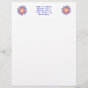 Stars och stripes Patriotic Flowers Letterhead