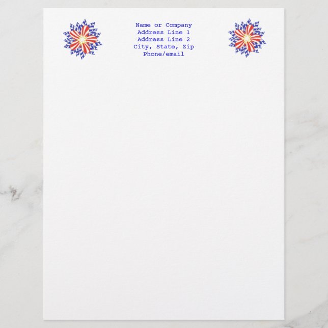 Stars och stripes Patriotic Flowers Letterhead (Framsida)