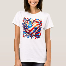 Stars och stripes Patriotic Heart T Shirt