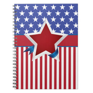 Stars och stripes Patriotic Mönster Anteckningsbok Med Spiral