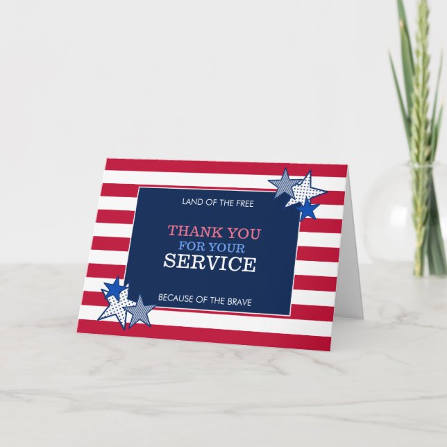 Stars och stripes Patriotic Veteran Service Modern Tack Kort (Framsida)