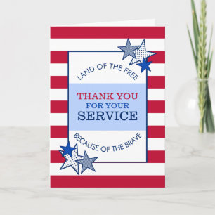 Stars och stripes Patriotic Veteran Service Modern Tack Kort