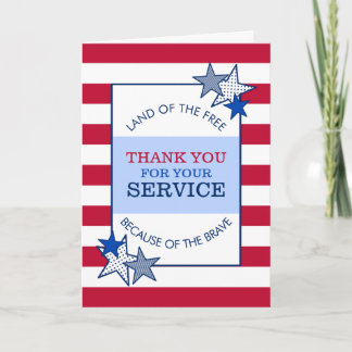 Stars och stripes Patriotic Veteran Service Modern Tack Kort