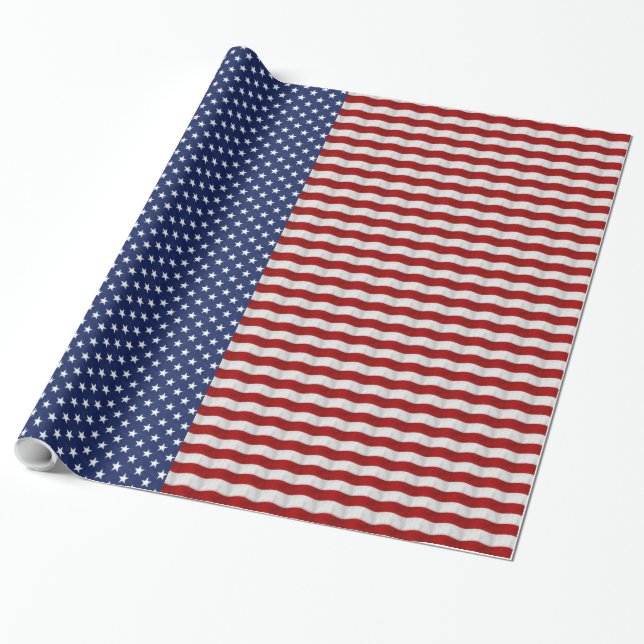 Stars och stripes Red White och Blue Patriotic Presentpapper (Utrullad)