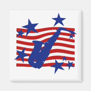 Stars och stripes saxiofon magnet